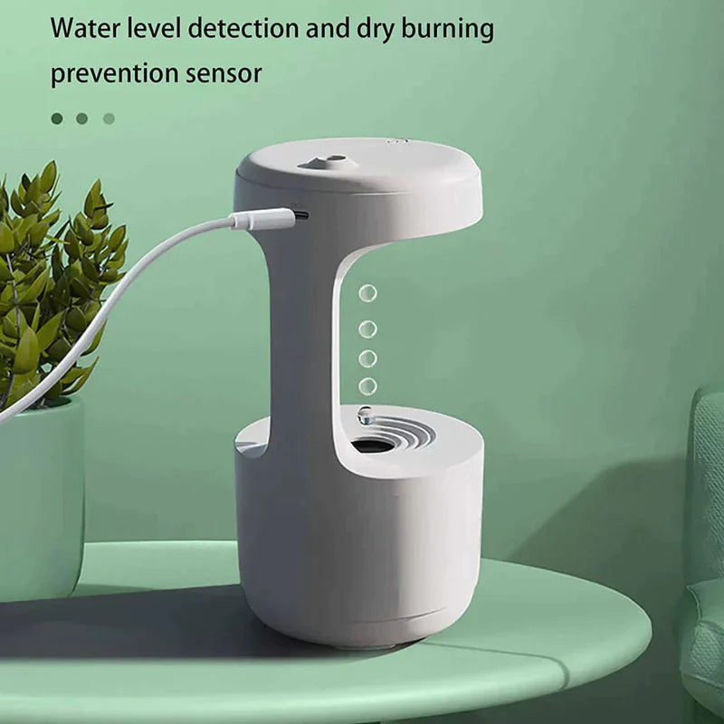 The Illusion Anti-Gravity Humidifier with Floating Water Effect, LED Clock Display & Auto Shut-Off (800ml)