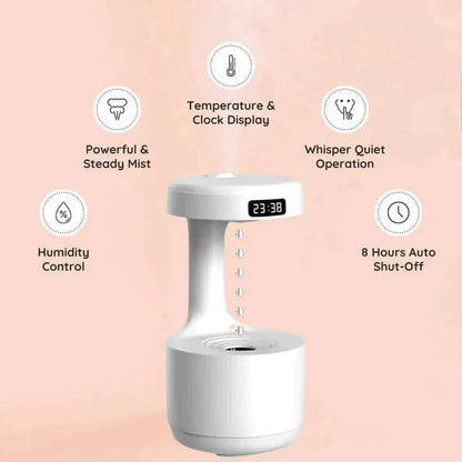 The Illusion Anti-Gravity Humidifier with Floating Water Effect, LED Clock Display & Auto Shut-Off (800ml)